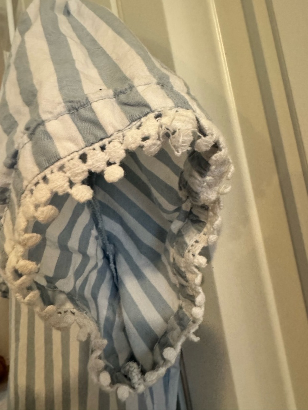 Blue and White Striped Midi Dress with Tiered Skirt - Picture 7 of 8